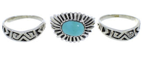 Southwestern Turquoise Silver Stackable Ring Set Size 6-1/4 UX33457